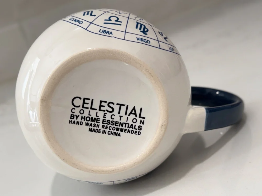 Home Essentials Celestial Collection Coffee Mug Cup Zodiac Astrology Blue White